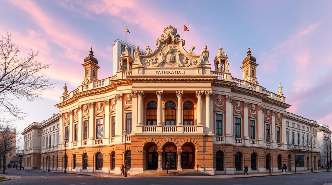 A Vasile Alecsandri Nemzeti Színház impozáns épülete Jászvásáron.