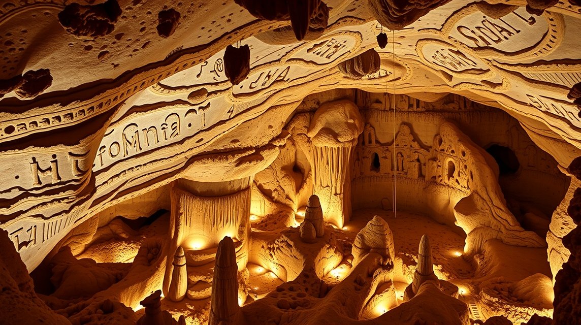 A Wieliczkai sóbánya csodálatos barlangjának belső nézete