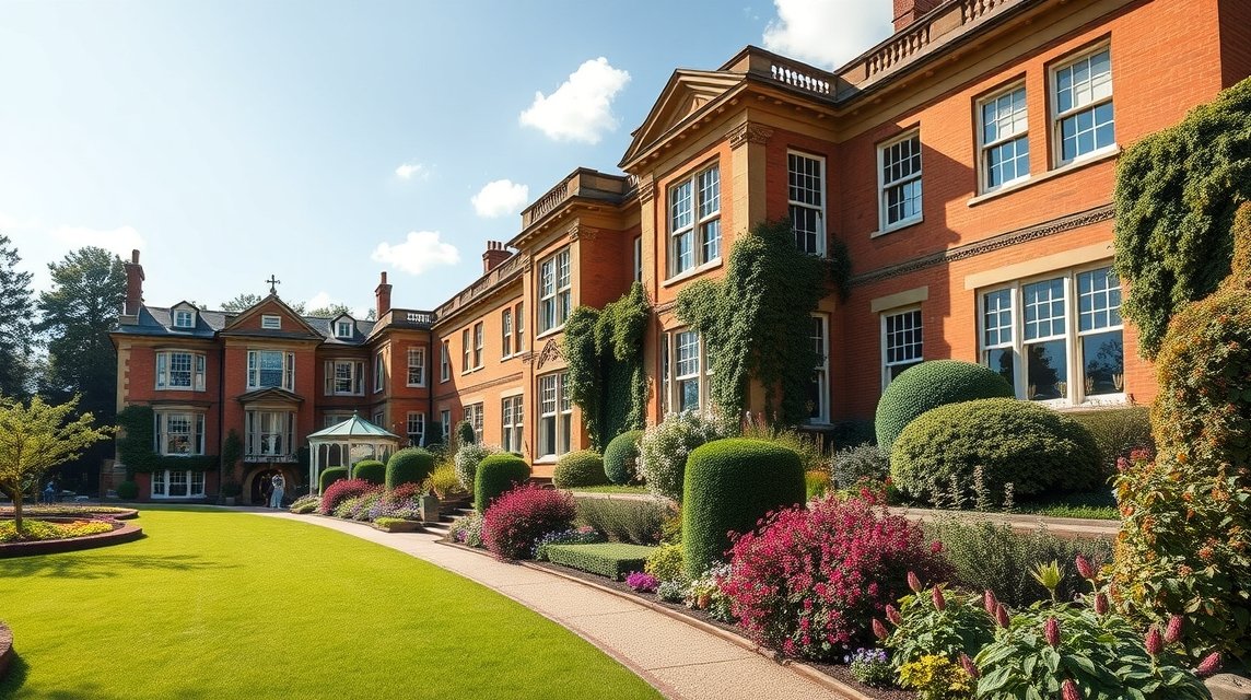 Winterbourne House gyönyörű Edward-kori villája és virágos kertje Birmingham közelében.