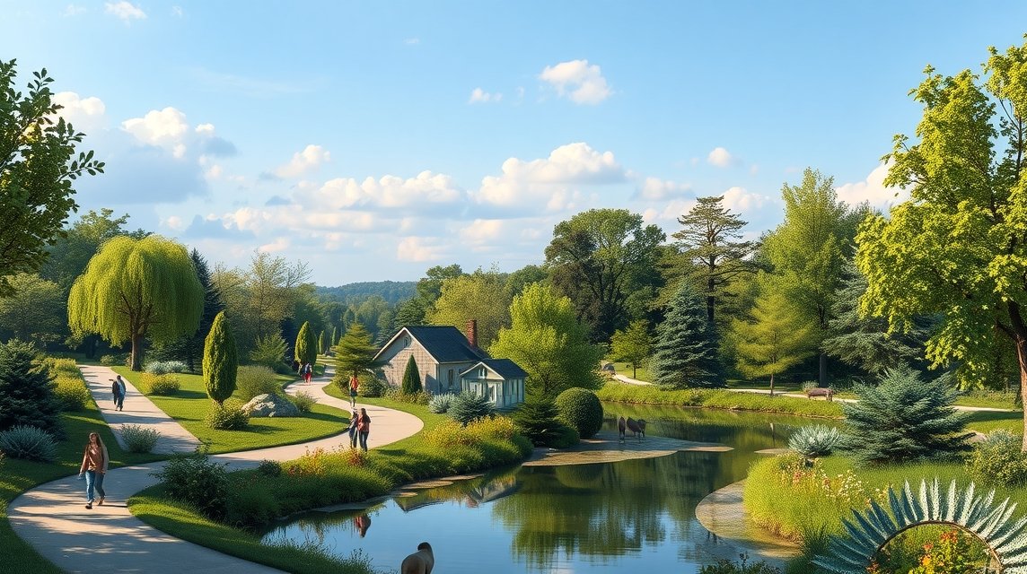 Arche de la Nature természetvédelmi park Le Mansban, gyönyörű tájjal