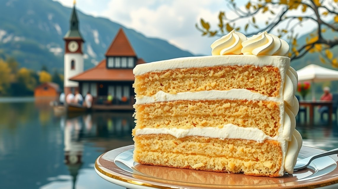 Bledi krémes a Bledi-tó partján