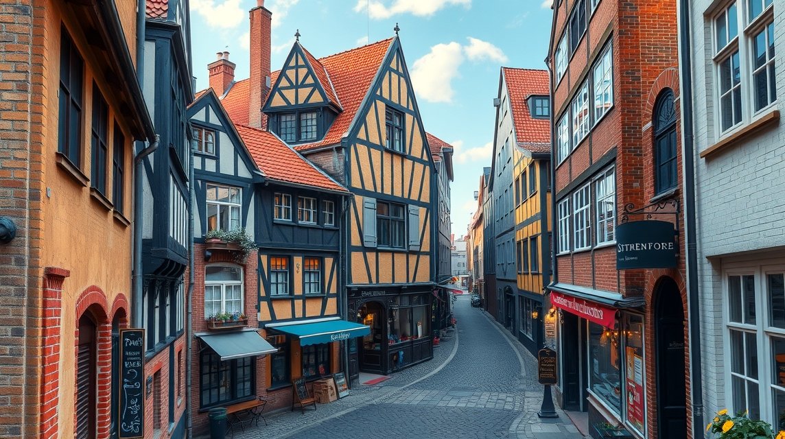 Bréma Schnoor negyed középkori sikátora és bájos házai