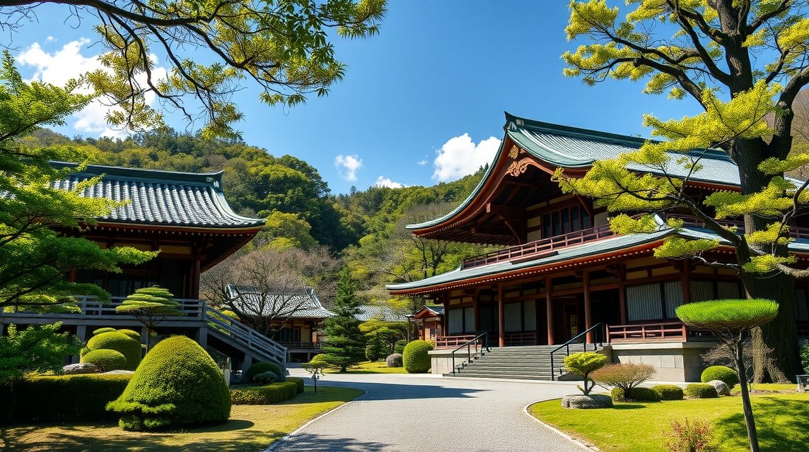 Kamakura látnivalók - Engaku-ji templom a vasútállomásnál 1 Engaku-ji templom és kertek Kamakurában, Japánban