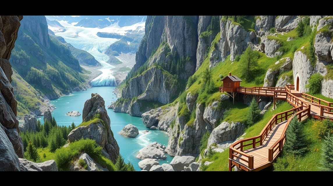 Gletscherschlucht Grindelwald gleccser szurdok panoráma