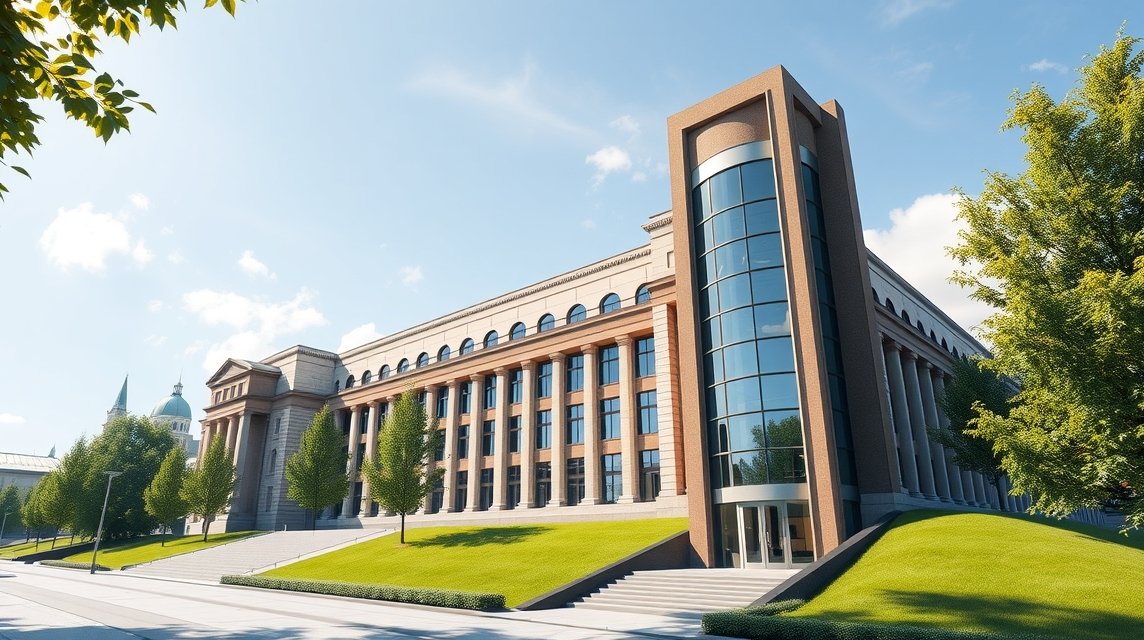 Hannover Új Városházája modern épülete zöld környezetben