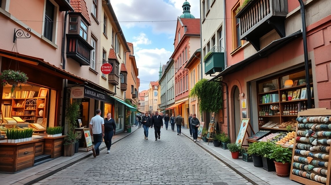 Hrnčiarska utca Kassán, macskaköves sétálóutca kézműves boltokkal
