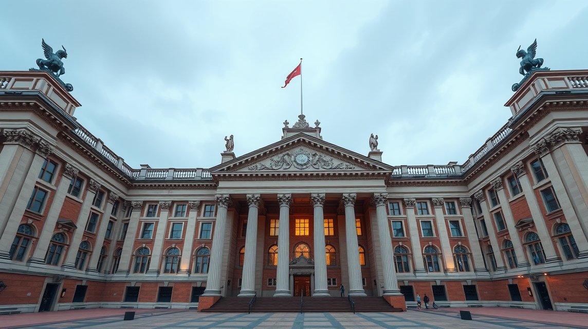 A St George’s Hall impozáns neoklasszikus épülete Liverpoolban.