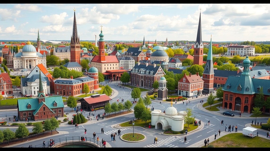 Madurodam mini látképe, Hollandia ikonikustájait bemutatva.