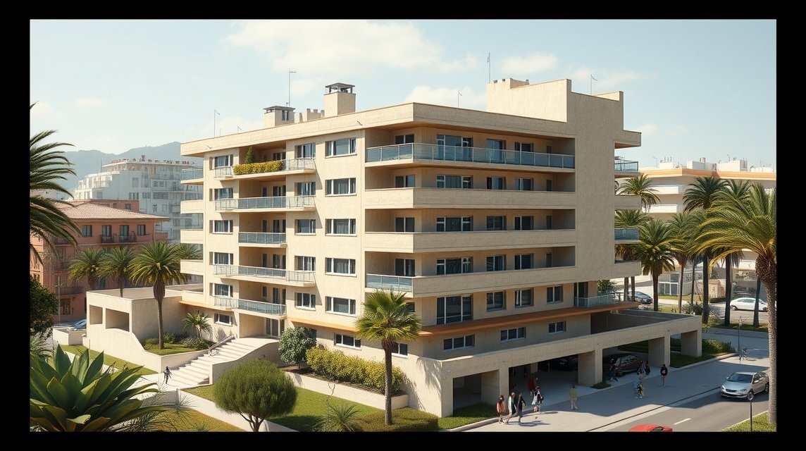 A Cité Radieuse épület Marseille-ben, Le Corbusier tervezésében.