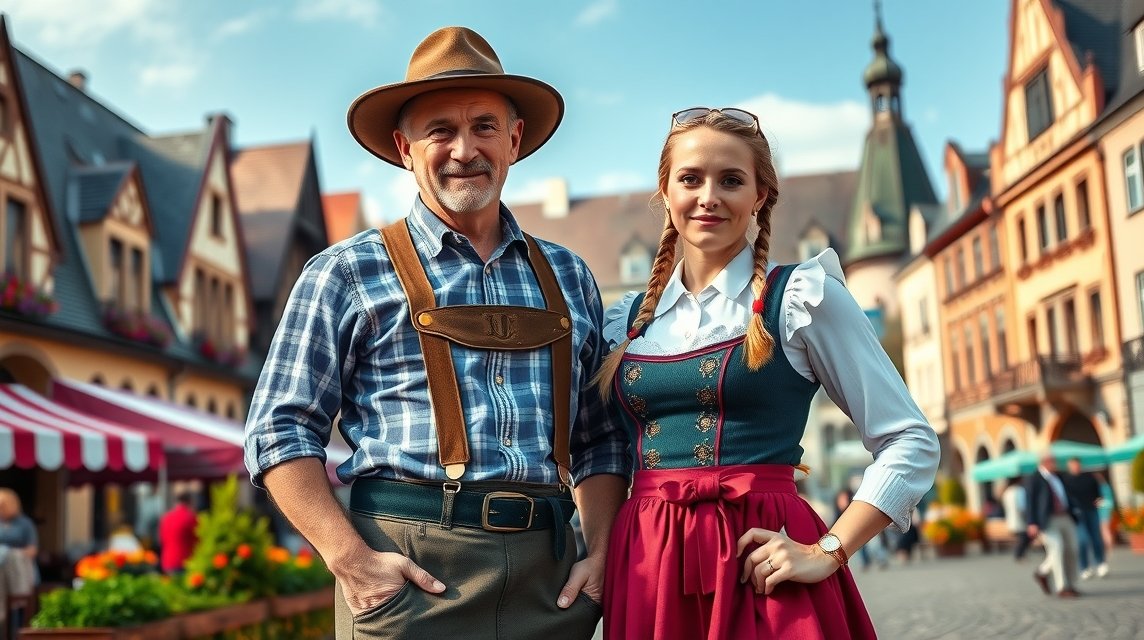 Bajor népviselet Dirndlben és Lederhosenben München utcáin.