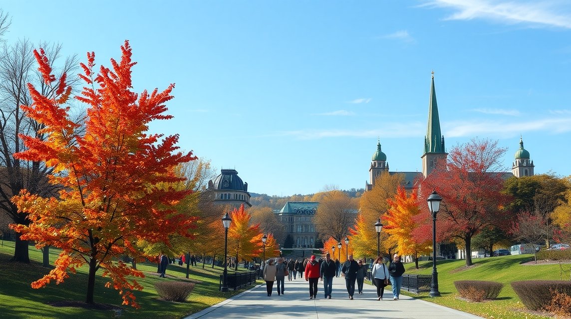 Őszi séta a Major's Hill Parkban, Ottawa gyönyörű tájával