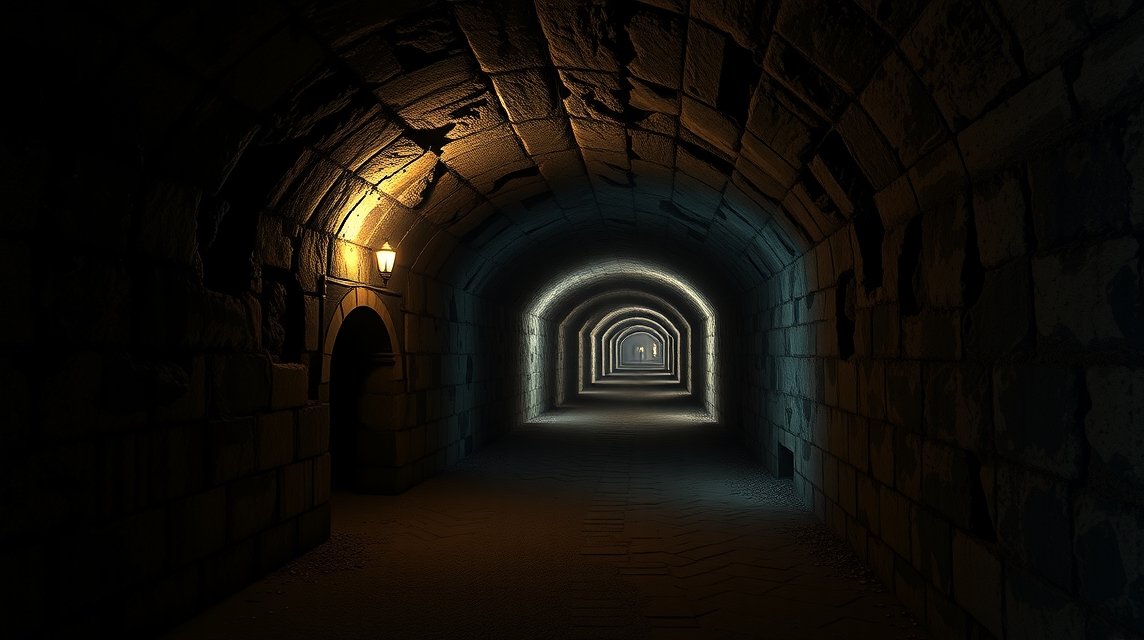 A Plzeňi földalatti titokzatos járatai kanyargó folyosókkal.