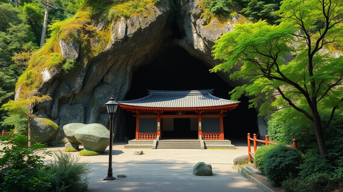 Reigando barlang bejárata Kumamoto közelében, Japánban.