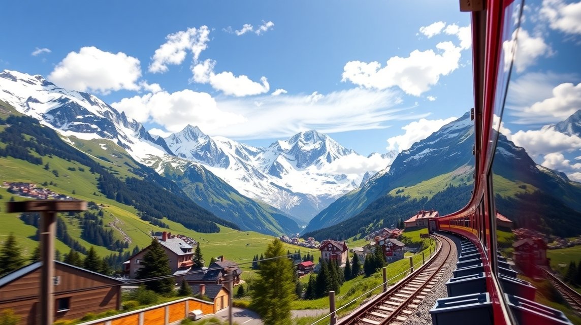 A Bernina Express panorámája Sankt Moritz felett