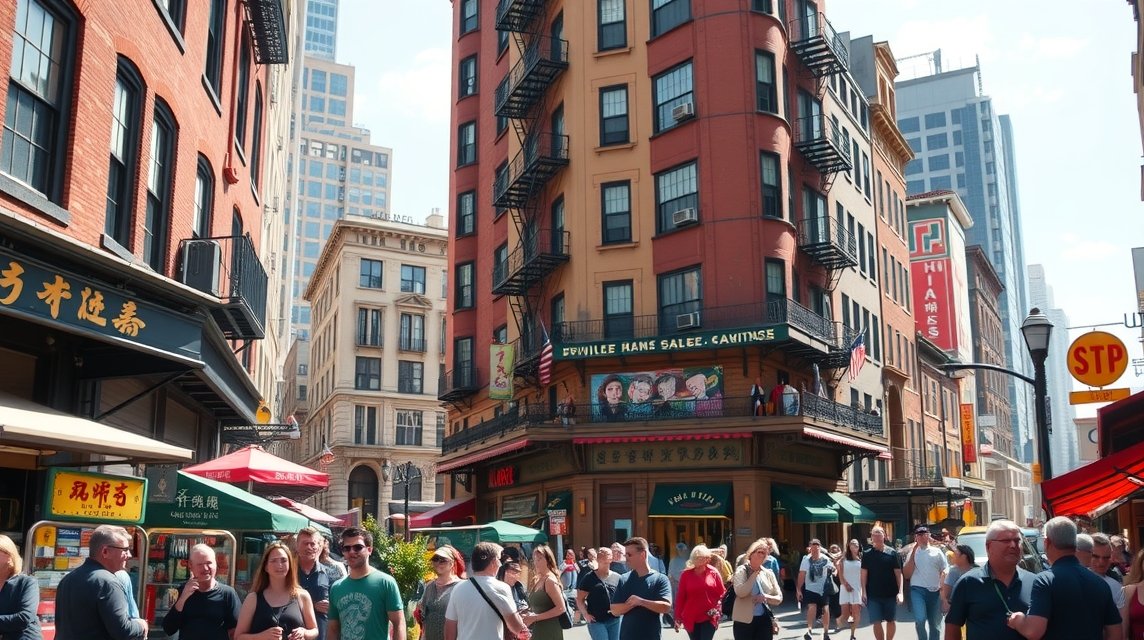 SoHo és kínai negyed hangulatos utcái New Yorkban.