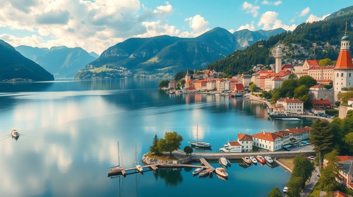 Bledi-tó szépsége és a környező hegyek látképe