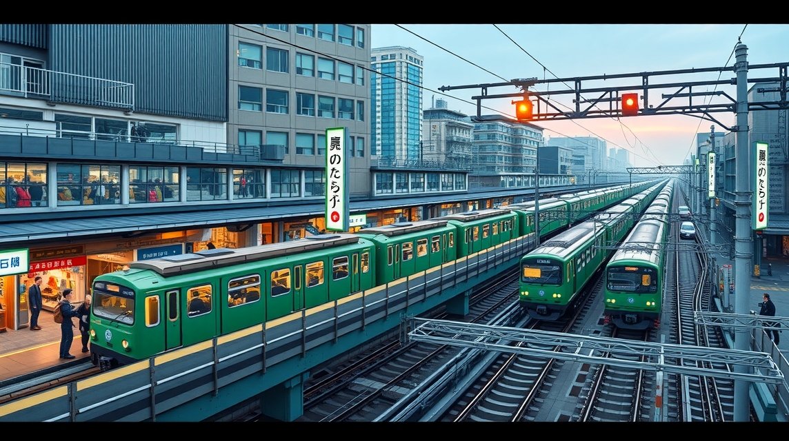 Tokió közlekedés - A Yamanote-vonal és a metrótérkép titkai 1 Tokió Yamanote-vonal és egy forgalmas metróállomás látképe