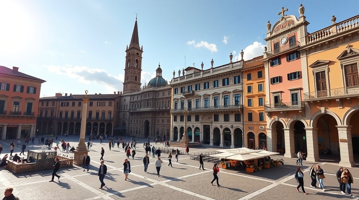 Torino Piazza Castello, a város kulturális központja és történelmi épületei.