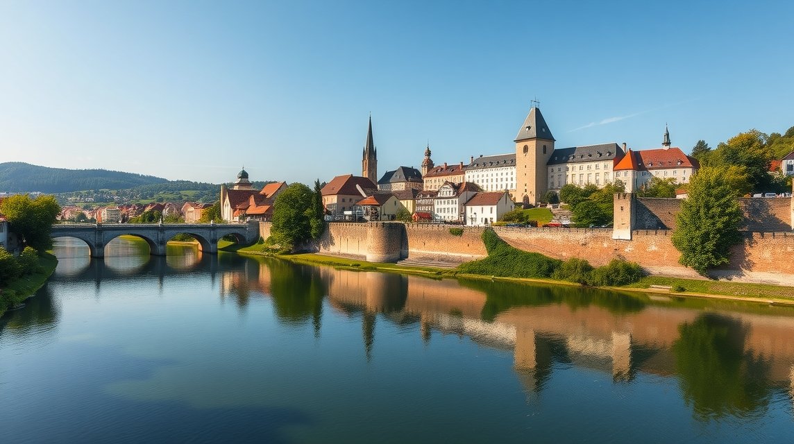 Ulm látnivalók - Séta a városfalakon a Duna mentén 1 Ulm városfalai a Duna mentén, gyönyörű panorámával.