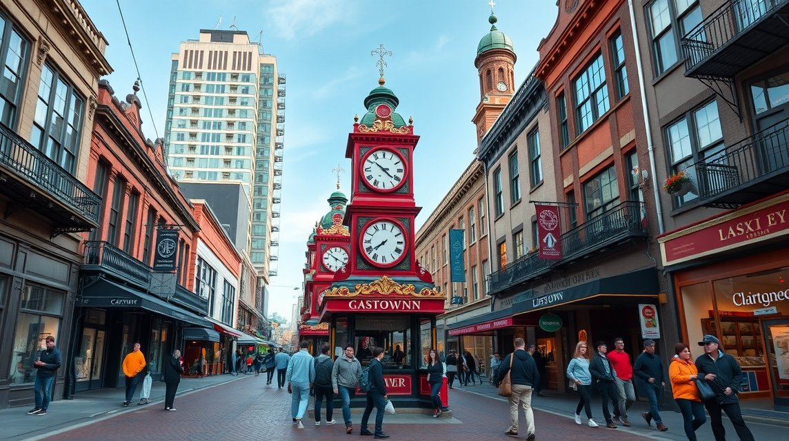 Gastown gőzóra Vancouver városnéző utcán