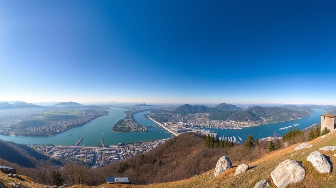 Panoráma kilátás a városra és a hegyekre az Uetlibergről.