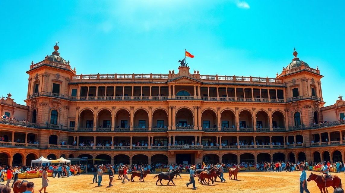 A Real Maestranza bikaviadal-aréna Sevilla városában, Spanyolországban.