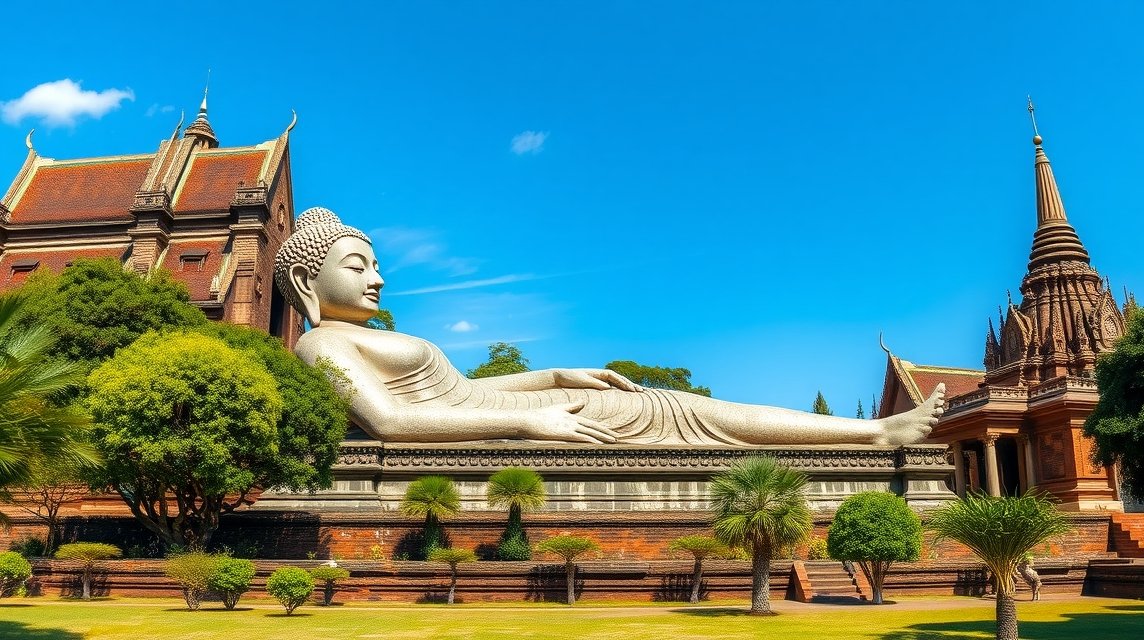 Wat Lokayasutharam fekvő Buddha Ayutthayában, Thaiföldön.