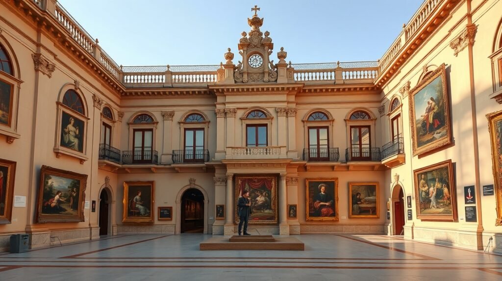 A Carmen Thyssen Múzeum belső nézete spanyol festményekkel