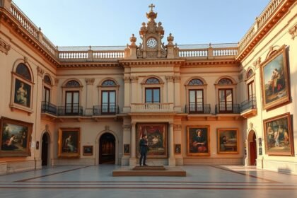 A Carmen Thyssen Múzeum belső nézete spanyol festményekkel