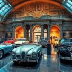 Az Autómúzeum gyönyörű veterán autói belső térben.