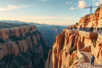 Félelmetes Caminito del Rey ösvény Málaga sziklafalainál.