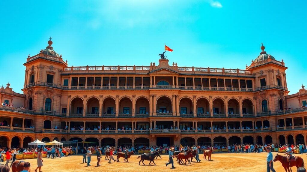 A Real Maestranza bikaviadal-aréna Sevilla városában, Spanyolországban.