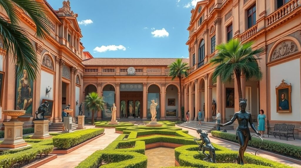 A Szépművészeti Múzeum kertje Sevilla városában.