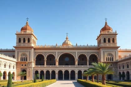 Az Aljafería palota lenyűgöző mór építészete Zaragoza szívében.