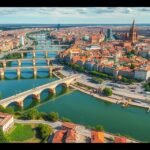 Panoráma Zaragoza városáról az Ebro folyóval és hídjaival.