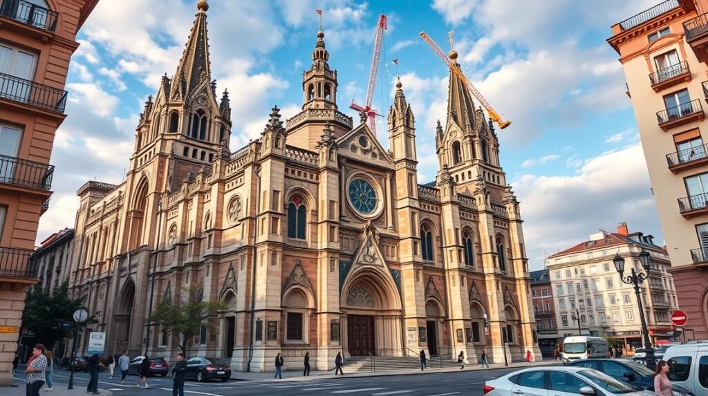 A gyönyörű Santiago katedrális Bilbao városában, gótikus és neoklasszikus stílusban.