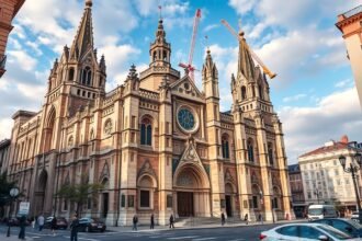 A gyönyörű Santiago katedrális Bilbao városában, gótikus és neoklasszikus stílusban.