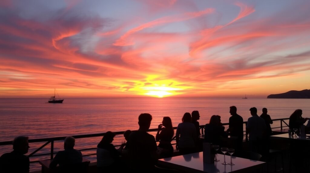 Naplemente a Café del Mar teraszán, San Antonio, Ibiza