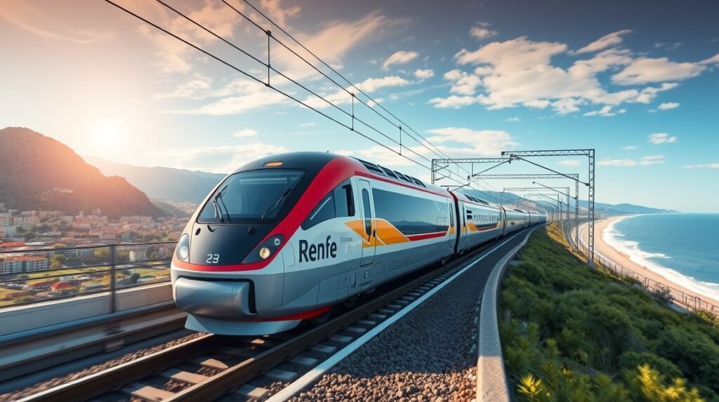 Renfe gyorsvasút a spanyol tengerpart mellett