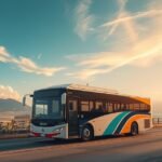 Reptéri busz Palma városában, kerékpárokkal az úton.