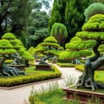 Zöld bonsai fák a Marbella Bonsai Múzeumban, lenyűgöző természetes szépség.