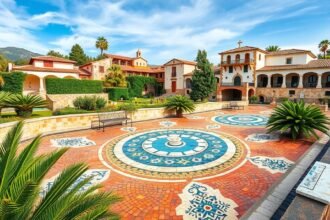 Gyönyörű mozaikokkal díszített udvar Villa Romana de Rio Verde Marbella-ban