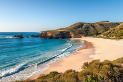 Cala Cortina strand, békés tengerparti öböl Cartagena mellett