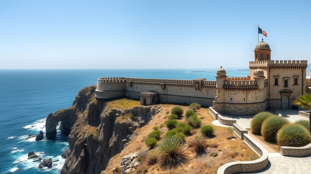 Batería de Castillitos erődítmény gyönyörű tengerre néző kilátással