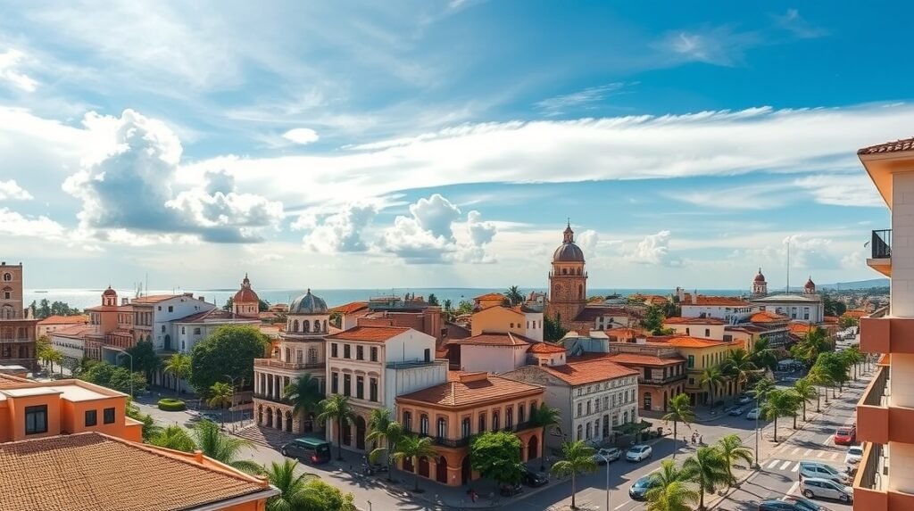 A gyönyörű Cartagena város panorámája napsütésben.