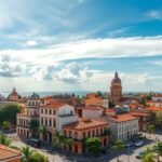 A gyönyörű Cartagena város panorámája napsütésben.