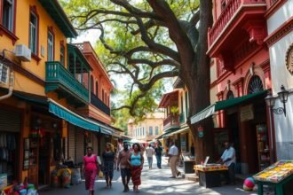 Séta Mombasa Óvárosában, színes épületek és fűszerillatú utcák.