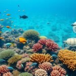 Színes korallzátonyok és trópusi halrajok a Mombasa Tengeri Nemzeti Parkban