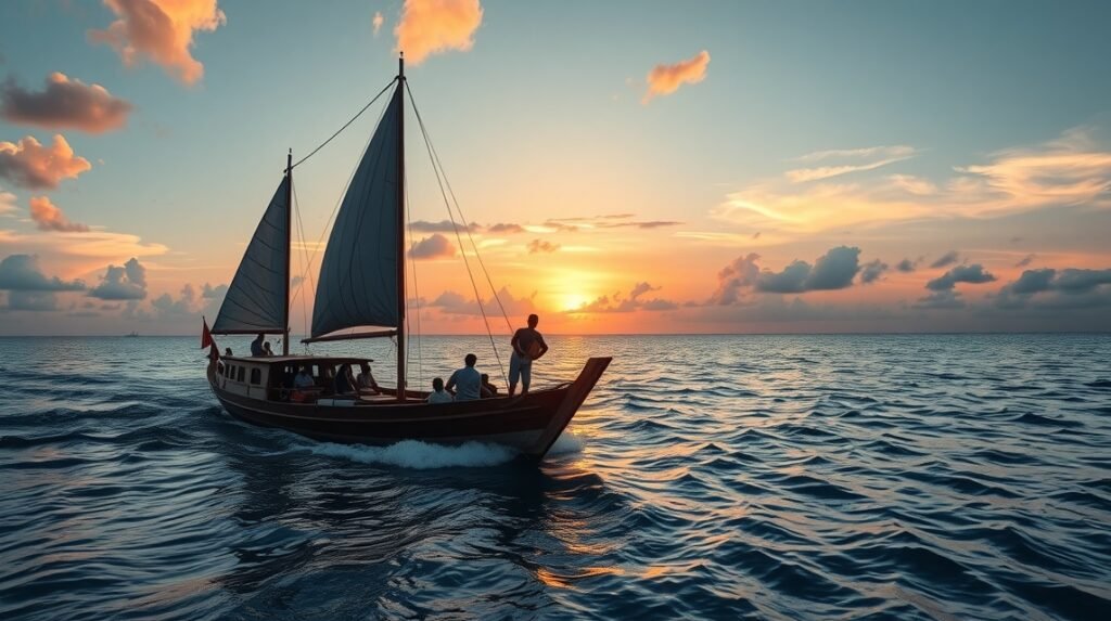 Hajókázás a Tamarind Dhow fedélzetén Mombasában naplementében