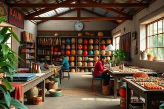 Kézimunka a Kazuri Beads gyöngyműhelyben, Nairobi-ban, Kenya